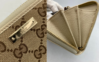 GUCCI グッチ GGキャンバス ラウンドファスナー 長財布 112724 中古 D4