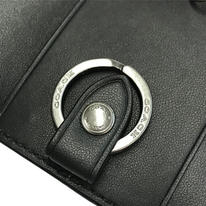 COACH コーチ シグネチャー 5連キーケース ユニセックス PVC コーテッドキャンバス キーリング ベージュ/ブラック F78675 QBTN2 中古 T1