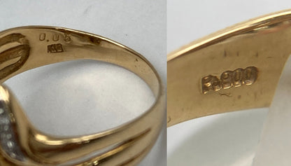 K18/Pt900 コンビ ダイヤ0.05ct  リング 11号 中古 D4