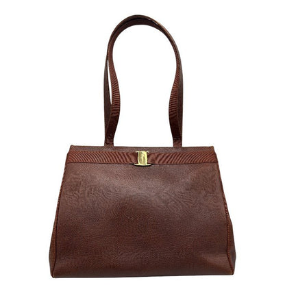 Salvatore Ferragamo サルヴァトーレ フェラガモ レザー トートバッグ 本革 ブランド レディース 鞄 ブラウン A4 通勤 お出かけ 中古 W４