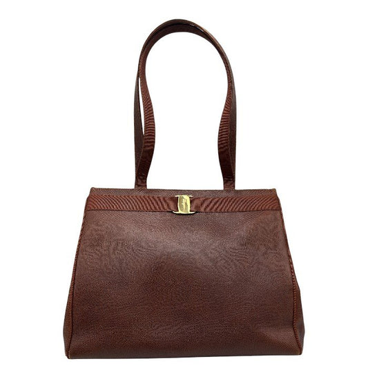 Salvatore Ferragamo サルヴァトーレ フェラガモ レザー トートバッグ 本革 ブランド レディース 鞄 ブラウン A4 通勤 お出かけ 中古 W４