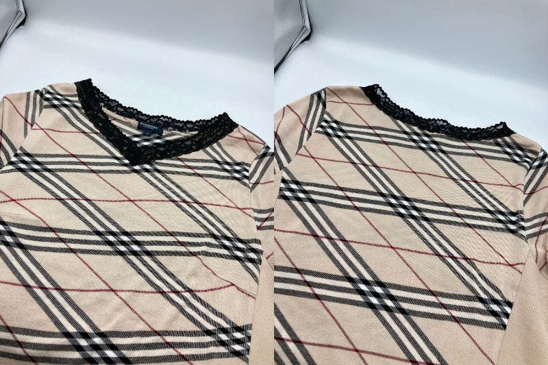 BURBERRY LONDON バーバリーロンドン ノバチェック レース カットソー サイズ5 中古 D4