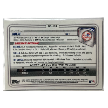TOPPS MLBカード BOWMAN CHROME ANTHONY VOLPE YANKEES #BD-178 中古 IT2