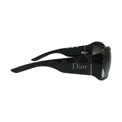 Christian Dior クリスチャンディオール カナージュ サングラス レディース CANNAGE 格子柄 ロゴ セルロイド ブラック/グレーグラデーション 中古 T1