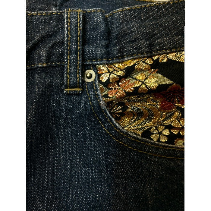 絡繰魂 カラクリタマシイ ジーンズ 38 デニムパンツ ボトムス メンズ 和柄 風神 雷神 中古 W４