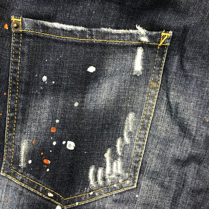 DSQUARED2 ディースクエアード デニム パンツ メンズ ジーンズ ボタンフライ ダメージ加工 インディゴ 50サイズ S71LB0004 S30342 中古 T1