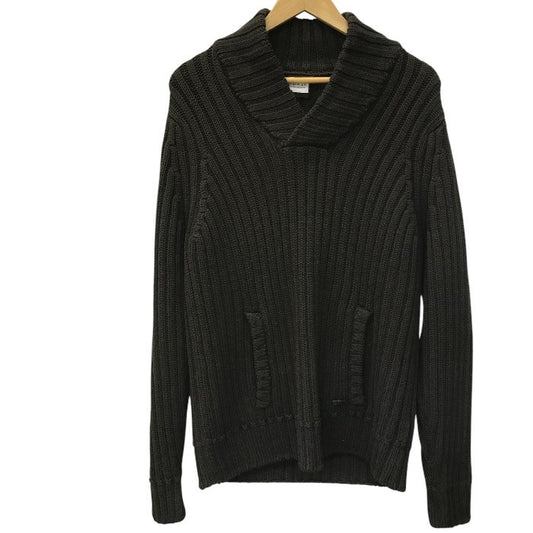 ARMANI COLLEZIONI アルマーニコレツォーニ ニット トップス メンズ 冬 ウール 厚手 リブ編み ショールカラー ブラウン 54サイズ 中古 W1
