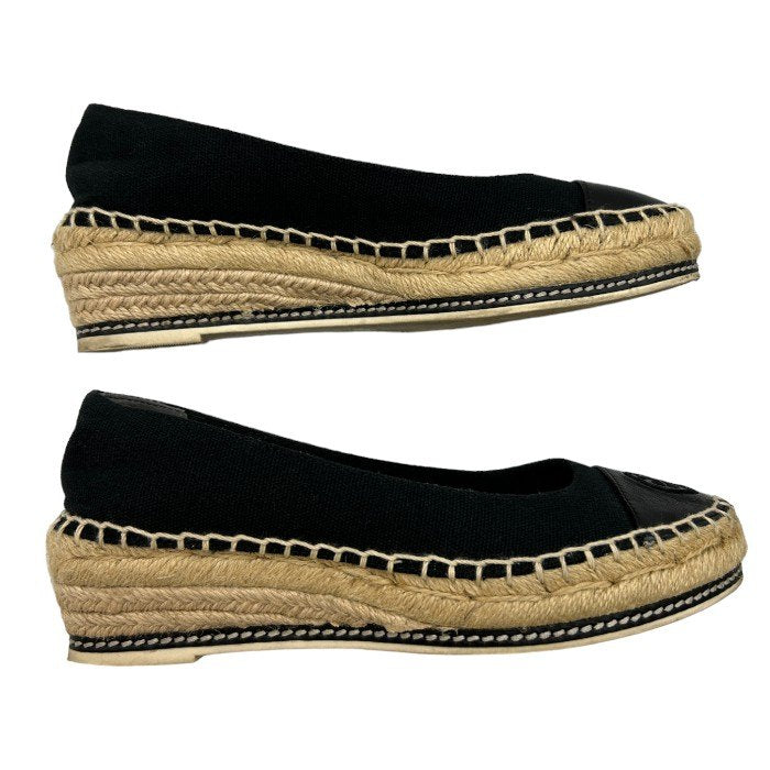 TORY BURCH トリーバーチ パンプス レディース エスパドリーユ ウェッジソール ブラック 5サイズ (約22cm) 靴 シューズ 夏 かわいい ブランド 中古 W４