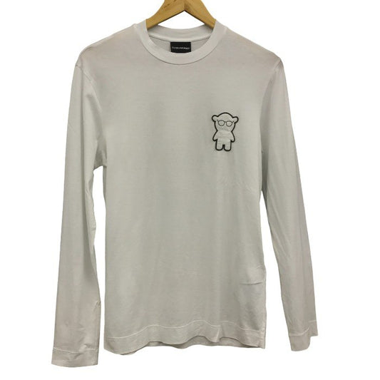 EMPORIO ARMANI エンポリオアルマーニ Tシャツ メンズ 長袖 カットソー クマ メガネ ホワイト XSサイズ 6K1TP3 1JUVZ 中古 KW1