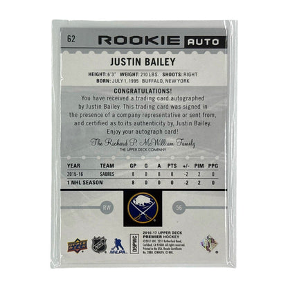 UPPER DECK NHLカード PREMIER JUSTIN BAILEY SABRES /399 #62 中古 IT1
