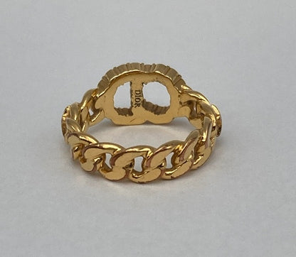Christian Dior ディオール CDロゴ ラインストーン リング 中古 D4