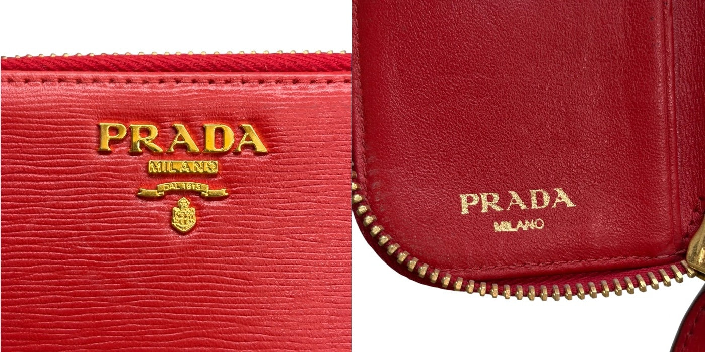 PRADA プラダ 6連 ラウンドファスナー キーケース レッド レザー ブランド 小物 レディース 中古 W４