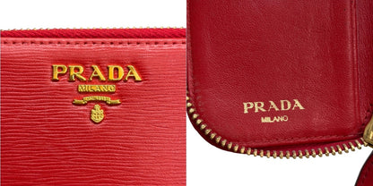 PRADA プラダ 6連 ラウンドファスナー キーケース レッド レザー ブランド 小物 レディース 中古 W４