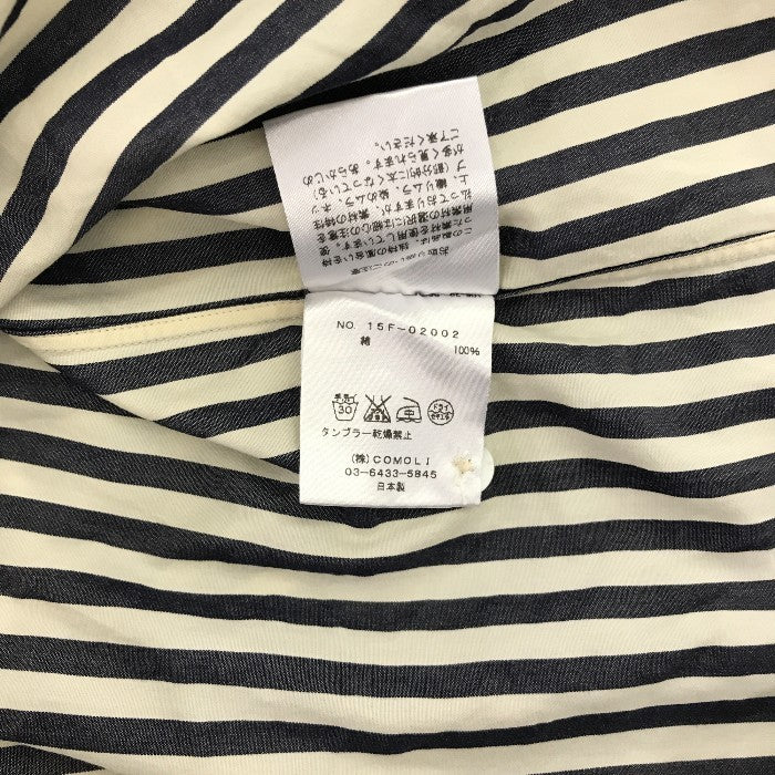 COMOLI コモリ コットンシャツ メンズ ストライプ 長袖 シンプル ネイビー ホワイト 紺 白 サイズ表記無し 中古 N1