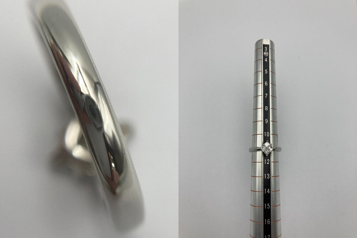 Pt900 ダイヤ0.517ct スクエア 菱型 リング 11号 中古 D4