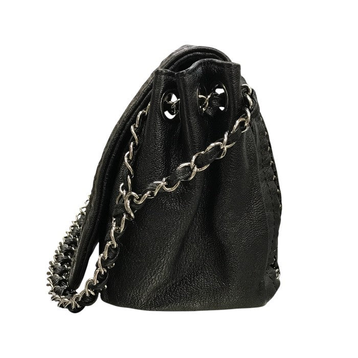 CHANEL シャネル ラグジュアリーライン ショルダーバッグ レディース レザー チェーンショルダー ココマーク シルバー金具 ブラック 中古 T1