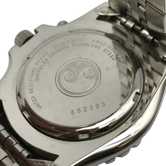 SEIKO セイコー KINETIC SPORTS 200 腕時計 メンズ アナログ クォーツ SS キネティック スポーツ ダイバーズ シルバー/ネイビー 5M43-0A40 中古 T1