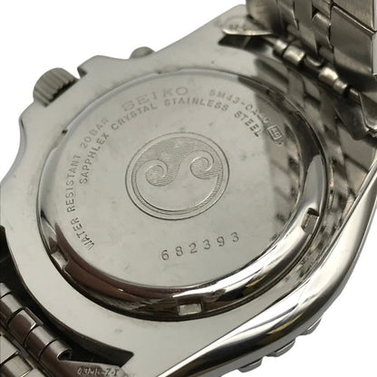 SEIKO セイコー KINETIC SPORTS 200 腕時計 メンズ アナログ クォーツ SS キネティック スポーツ ダイバーズ シルバー/ネイビー 5M43-0A40 中古 T1