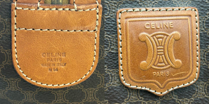 CELINE セリーヌ マカダム ボストンバッグ 鞄 ブランド おしゃれ 旅行 大きめ レザー 中古 W４