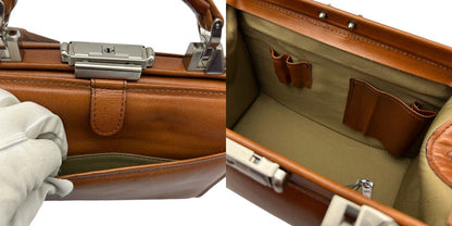 PHILIPELANGLET フィリップラングレー ミニ ダレスバッグ ハンドバッグ ブラウン メンズ 牛革 小さめ 中古 W４