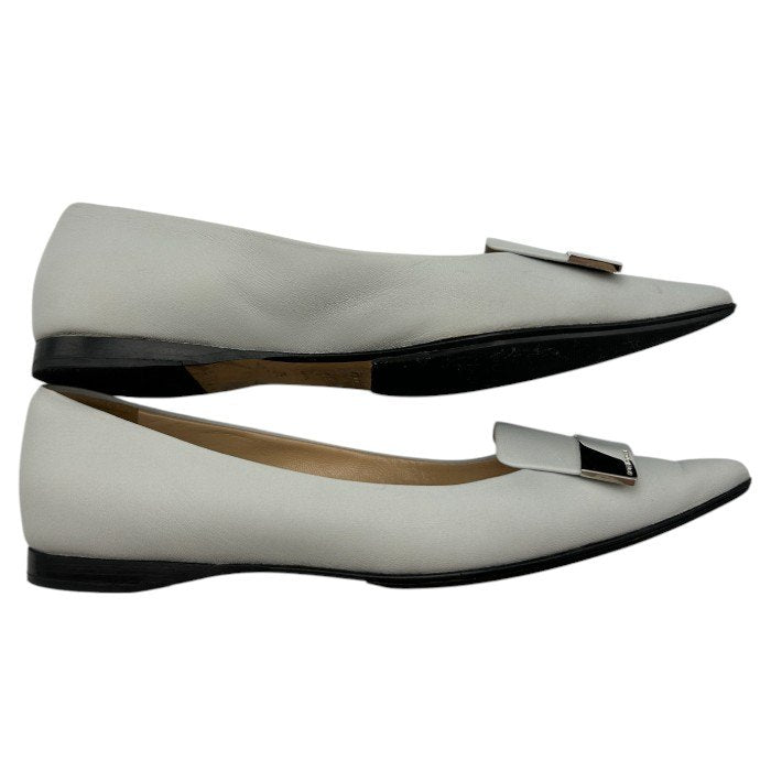 sergio rossi セルジオロッシ sr1 フラットパンプス 37 1/2 (約24.5cm) 靴 シューズ レディース レザー  中古 Ｗ４