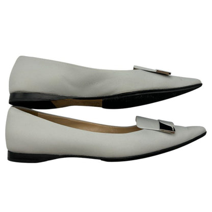 sergio rossi セルジオロッシ sr1 フラットパンプス 37 1/2 (約24.5cm) 靴 シューズ レディース レザー  中古 Ｗ４