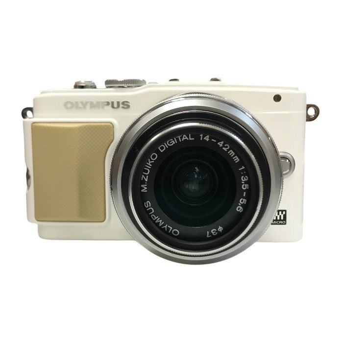 OLYMPUS オリンパス PEN Lite ミラーレス デジタル一眼レフ カメラ ダブルズームキット ホワイト/ベージュ レンズセット タッチ操作 自分撮り E-PL5 中古 T1