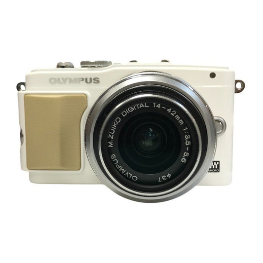 OLYMPUS オリンパス PEN Lite ミラーレス デジタル一眼レフ カメラ ダブルズームキット ホワイト/ベージュ レンズセット タッチ操作 自分撮り E-PL5 中古 T1