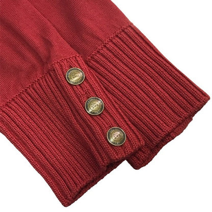 BURBERRY LONDON バーバリー ニットトップス レディース ウール セーター タートルネック チェック柄 リブ編み レッド 2サイズ FB042-923-16 中古 T1