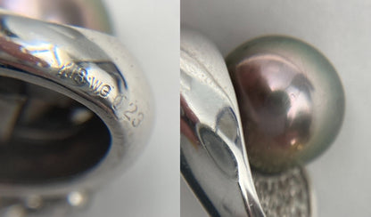 K18WG/Pt850 パール(南洋黒真珠)10mm ダイヤ0.23ct ネックレス 中古 D4