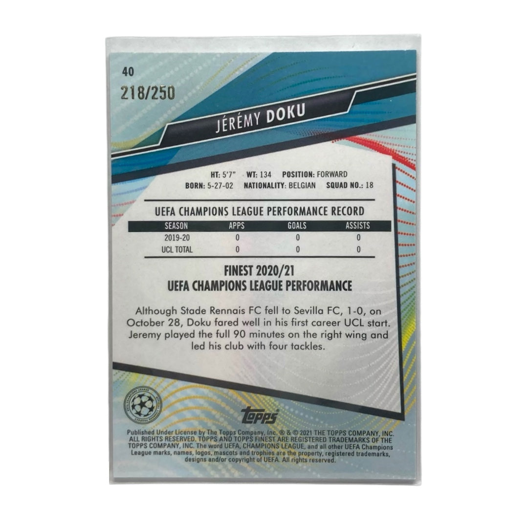 TOPPS サッカーカード FINEST JEREMY DOKU RENNAIS /250 #40 中古 IT2