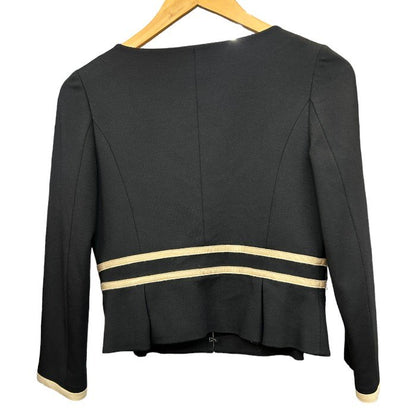 TOCCA トッカ ジャケット レディース リボン ノーカラー ブラック 0サイズ TOIA1800 アウター 春 かわいい フェミニン 中古 W４