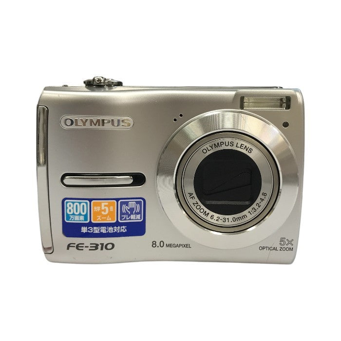 OLYMPUS オリンパス コンパクトデジタルカメラ シルバー 光学5倍ズーム 旅行時 乾電池式 FE-310 中古 T1