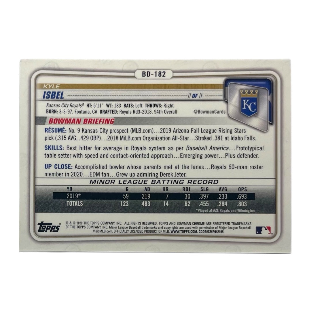 TOPPS MLBカード BOWMAN CHROME KYLE ISBEL KANSAS CITY ROYALS /99 #BD-182 中古 IT2