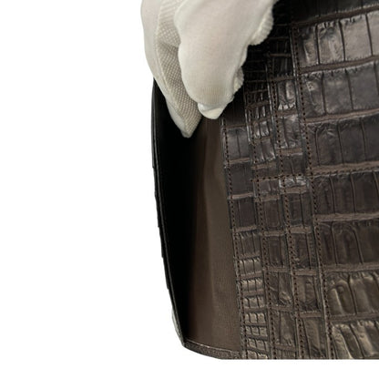 UNITED ARROWS CROCO 長財布 メンズ ワニ革 ブラウン ユナイテッドアローズ クロコダイル 札入れ カード入れ 中古 W1