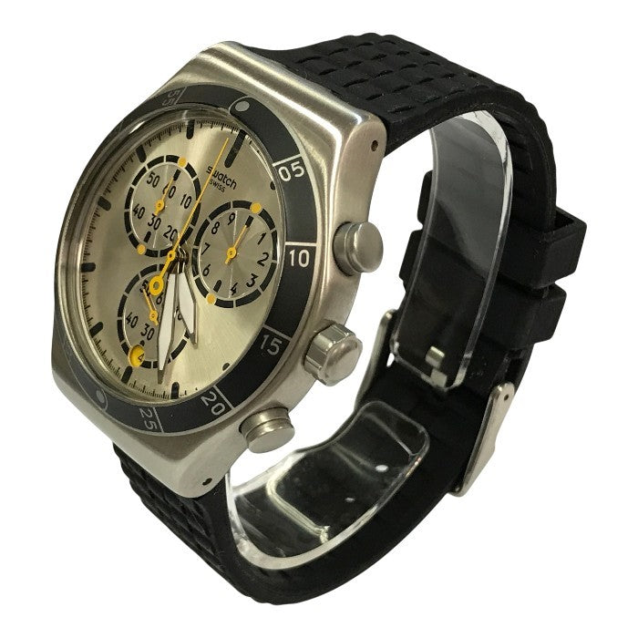 SWATCH NEW IRONY CHRONO JUMP HIGH 腕時計 メンズ アナログ クォーツ アイロニー クロノグラフ ラウンド SS シルバー YVS420 中古 T1