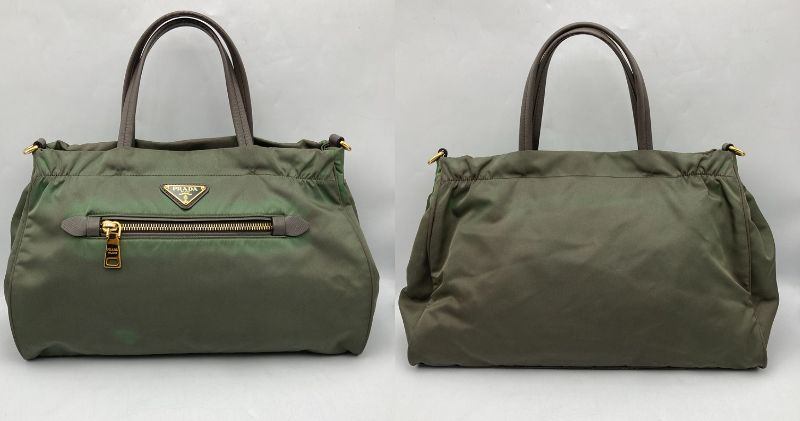 PRADA プラダ テスート 2WAY ハンドバッグ レディース カーキ B1843 中古 D4