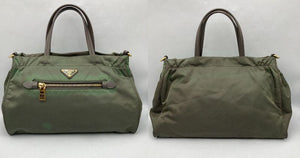 PRADA プラダ テスート 2WAY ハンドバッグ レディース カーキ B1843 中古 D4