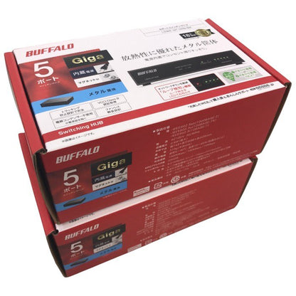 BUFFALO Giga対応 金属筐体 電源内蔵 5ポート LSW6-GT-5NS/BK ブラック 2個セット スイッチングハブ マグネット 壁掛け設置対応 中古 Y1