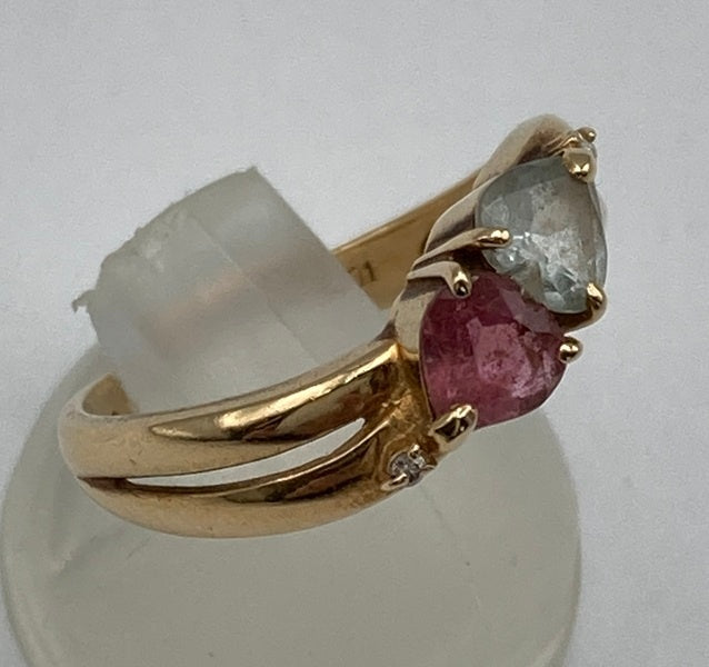 K18 ダイヤ0.01ct ハート石 リング 11号 中古 D4