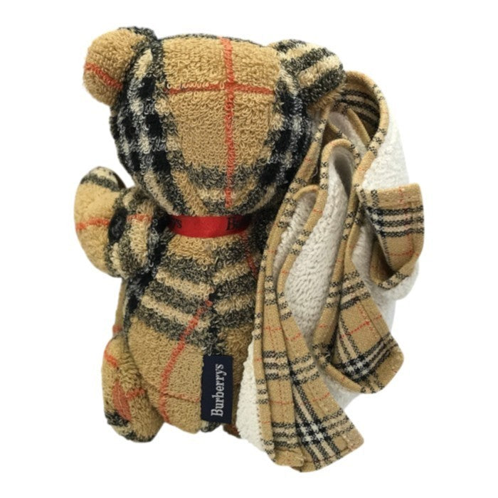 BURBERRY バーバリー ベア ぬいぐるみ ハンカチセット ノバチェック クマ タオル地 インテリア 手足可動 ベージュ 中古 T1