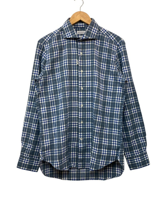 PIETRO PROVENZALE  ピエトロ プロベンザーレ チェック柄 カッタウェイ シャツ サイズ16/41 長袖 中古 D4