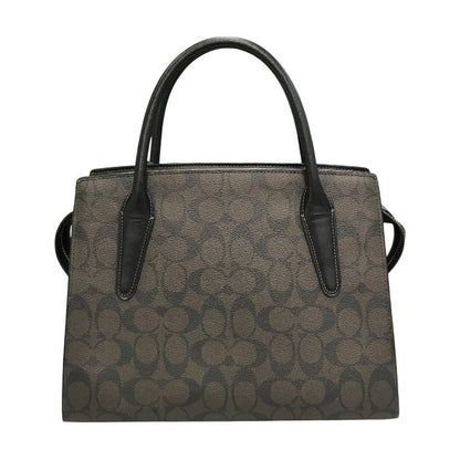 COACH コーチ ラージ アンドレア キャリーオール シグネチャー キャンバス ハンドバッグ レディース 2way ショルダー 斜め掛け PVC ブラウン CP088 中古 T1