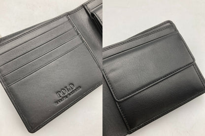 POLO RALPH LAUREN ポロ ラルフローレン 2つ折りコンパクト財布 レザー 中古 D4