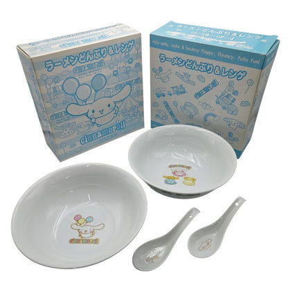 【未使用品】 サンリオ シナモロール ラーメンどんぶり＆レンゲ 2種セット 中古 H４