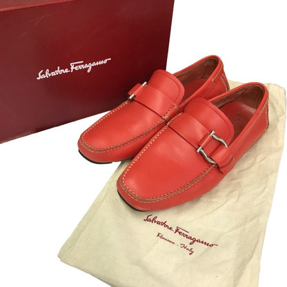 FERRAGAMO フェラガモ ドライビングシューズ メンズ ガンチーニ ローファー レッド 7サイズ MS45723 中古 T1
