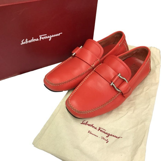 FERRAGAMO フェラガモ ドライビングシューズ メンズ ガンチーニ ローファー レッド 7サイズ MS45723 中古 T1