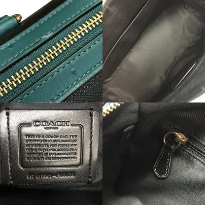 COACH コーチ ハンドバッグ レディース レザー 2way 斜め掛け ショルダー ボストン ブラック/グリーン F88033 中古 T1
