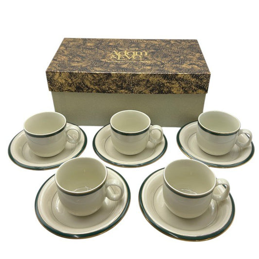 Adam＆Eve たち吉 ダイン コーヒーセット 5客 アダム＆イブ 洋食器 デミタス コーヒー ティー カップ＆ソーサー 中古 W４