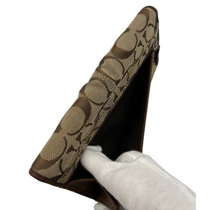 COACH シグネチャー ブラウン 長財布 コーチ レディース 小銭入れ 札入れ カード入れ 中古 W1